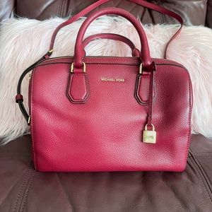 Michael Kors Medium Leather Duffle -Cherry